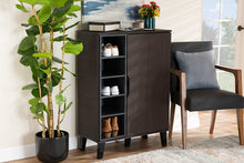 Load image into Gallery viewer, Baxton Studio Idina Mid-Century Modern Two-Tone Dark Brown and Grey Finished Wood 1-Door Shoe Cabinet
