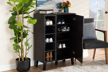 Load image into Gallery viewer, Baxton Studio Idina Mid-Century Modern Two-Tone Dark Brown and Grey Finished Wood 1-Door Shoe Cabinet

