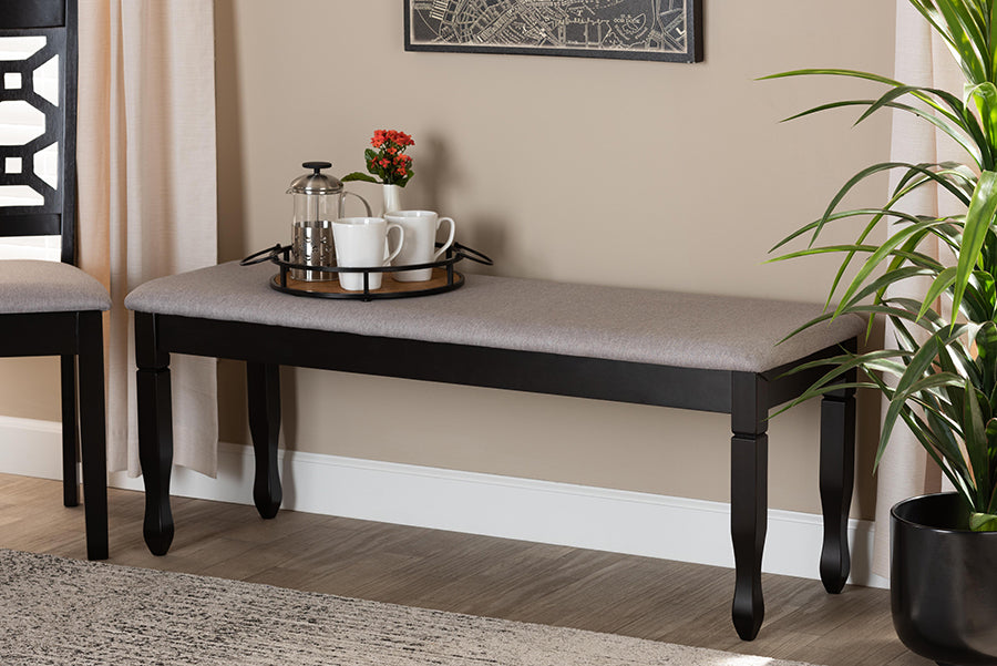 Baxton Studio Corey Modern and Contemporary Grey Fabric Upholstered and Dark Brown Finished Wood Dining Bench