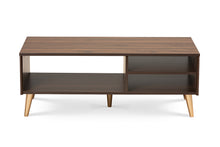 Load image into Gallery viewer, Baxton Studio Landen Mid-Century Modern Walnut Brown and Gold Finished Wood Coffee Table
