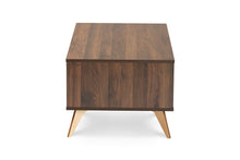 Load image into Gallery viewer, Baxton Studio Edel Mid-Century Modern Walnut Brown and Gold Finished Wood Coffee Table
