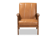 Load image into Gallery viewer, Baxton Studio Nikko Mid-century Modern Tan Faux Leather Upholstered and Walnut Brown finished Wood Lounge Chair
