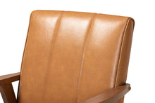 Load image into Gallery viewer, Baxton Studio Nikko Mid-century Modern Tan Faux Leather Upholstered and Walnut Brown finished Wood Lounge Chair
