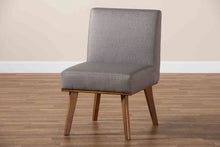 Load image into Gallery viewer, Baxton Studio Odessa Mid-Century Modern Grey Fabric Upholstered and Walnut Brown Finished Wood Dining Chair
