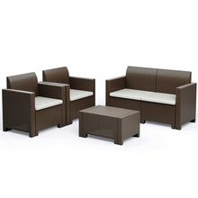 Load image into Gallery viewer, 4 Pcs Patio Furniture Set Sofa Loveseat Cushioned Made In Italy-Brown
