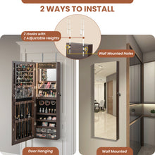 Load image into Gallery viewer, Wall Mounted Jewelry Cabinet with 3-Color Lights-Brown
