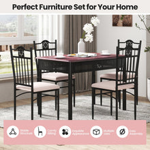 Load image into Gallery viewer, 5 Pcs Dining Set Wood Metal Table and 4 Chairs with Cushions
