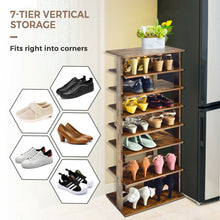 Load image into Gallery viewer, 7-Tier Dual 14 Pair Shoe Rack Free Standing Concise Shelves Storage-Brown
