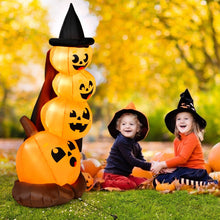 Load image into Gallery viewer, 7 Feet Halloween Inflatable Pumpkin Combo with Witch&#39;s Hat and LED Lights
