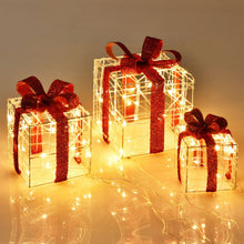 Load image into Gallery viewer, Set of 3 Christmas Lighted Gift Boxes Christmas Box Decorations with 60 LED Lights
