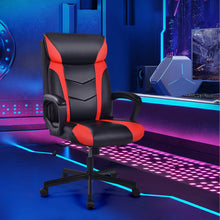 Load image into Gallery viewer, Swivel PU Leather Office Gaming Chair with Padded Armrest-Red

