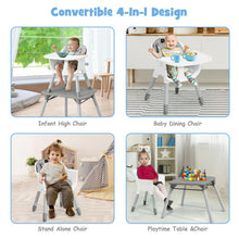 Load image into Gallery viewer, 4 in 1 Baby Convertible Toddler Table Chair Set with PU Cushion-Gray
