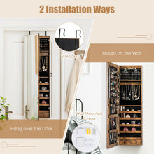 Load image into Gallery viewer, Wall and Door Mounted Mirrored Jewelry Cabinet with Lights-Rustic Brown
