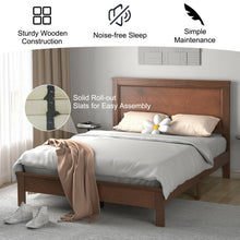 Load image into Gallery viewer, Full Size Platform Slat Bed Frame with High Headboard-Walnut
