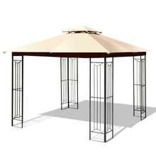 Load image into Gallery viewer, 10 x 10 Feet L-Shaped Patio Canopy Gazebo Outdoor 2-Tier Steel Tent-Beige
