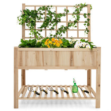Load image into Gallery viewer, Costway Raised Garden Bed Elevated Wooden Planter Box with Trellis
