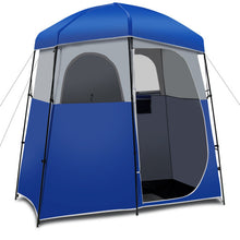 Load image into Gallery viewer, Double-Room Camping Toilet Tent with Floor and Portable Storage Bag-Blue
