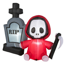 Load image into Gallery viewer, 5 Feet Inflatable Halloween Ghost Holding Sickle and Tombstone Yard Decor

