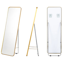 Load image into Gallery viewer, Full Length Wall Mounted Body Mirror with Free Standing Stand-Golden
