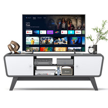 Load image into Gallery viewer, Mid Century TV Stand for TVs up to 55 Inch Media Console Table Sliding Door-Gray
