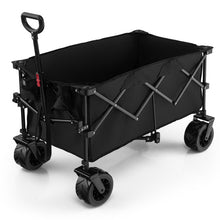 Load image into Gallery viewer, Folding Utility Garden Cart with Wide Wheels and Adjustable Handle-Black
