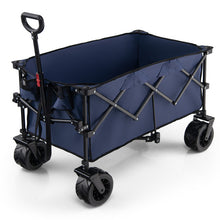 Load image into Gallery viewer, Folding Utility Garden Cart with Wide Wheels and Adjustable Handle-Blue
