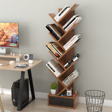 Load image into Gallery viewer, 10-Tier Tree Bookshelf with Drawer and Anti-Tipping Kit-Brown

