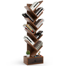 Load image into Gallery viewer, 10-Tier Tree Bookshelf with Drawer and Anti-Tipping Kit-Brown
