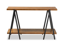 Load image into Gallery viewer, Baxton Studio Britton Rustic Industrial Walnut Finished Wood and Black Finished Metal Console Table
