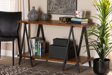 Load image into Gallery viewer, Baxton Studio Britton Rustic Industrial Walnut Finished Wood and Black Finished Metal Console Table
