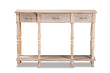 Load image into Gallery viewer, Baxton Studio Hallan Classic and Traditional French Provincial Rustic Whitewashed Oak Brown Finished Wood 3-Drawer Console Table
