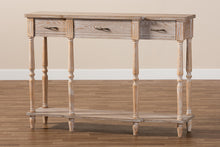 Load image into Gallery viewer, Baxton Studio Hallan Classic and Traditional French Provincial Rustic Whitewashed Oak Brown Finished Wood 3-Drawer Console Table

