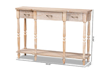 Load image into Gallery viewer, Baxton Studio Hallan Classic and Traditional French Provincial Rustic Whitewashed Oak Brown Finished Wood 3-Drawer Console Table
