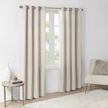 Load image into Gallery viewer, Madison Park Englewood 100% Polyester Solid Piece Dyed Grommet Top Window Panel- Natural MP40-6752 By Olliix
