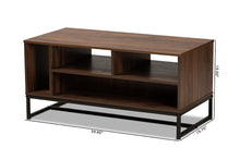 Load image into Gallery viewer, Baxton Studio Flannery Modern and Contemporary Walnut Brown Finished Wood and Black Finished Metal Coffee Table
