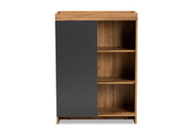 Load image into Gallery viewer, Baxton Studio Caspian Modern and Contemporary Two-Tone Grey and Oak Brown Finished Wood Shoe Cabinet
