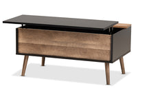 Load image into Gallery viewer, Baxton Studio Jensen Modern and Contemporary Two-Tone Black and Rustic Brown Finished Wood Lift Top Coffee Table with Storage Compartment

