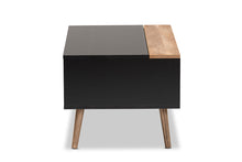 Load image into Gallery viewer, Baxton Studio Jensen Modern and Contemporary Two-Tone Black and Rustic Brown Finished Wood Lift Top Coffee Table with Storage Compartment
