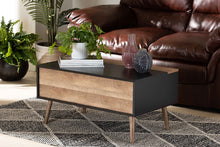 Load image into Gallery viewer, Baxton Studio Jensen Modern and Contemporary Two-Tone Black and Rustic Brown Finished Wood Lift Top Coffee Table with Storage Compartment
