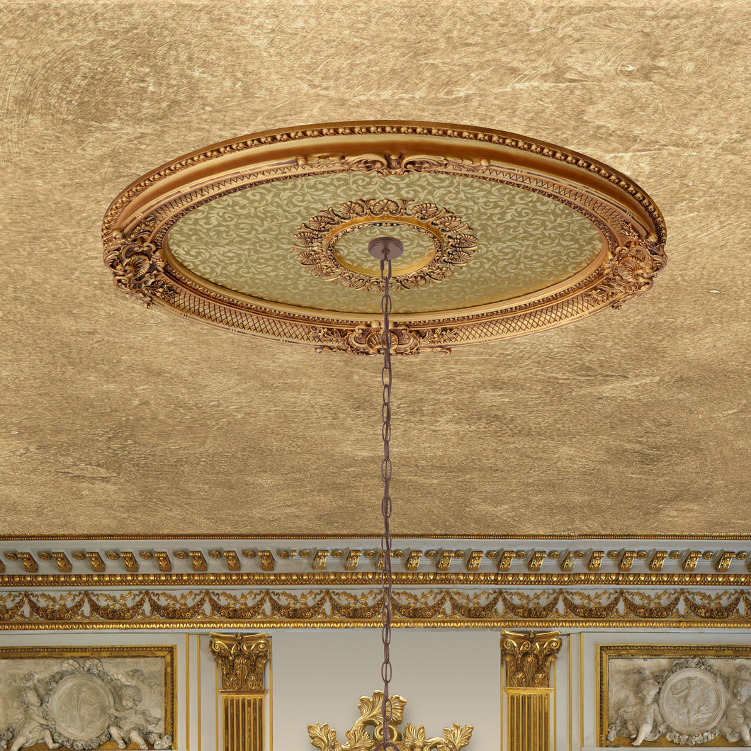 Golden Rocaille Oval Chandelier Ceiling Medallion