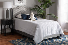 Load image into Gallery viewer, Baxton Studio Benjen Modern and Contemporary Glam Grey Velvet Fabric Upholstered Twin Size Panel Bed
