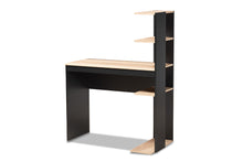 Load image into Gallery viewer, Baxton Studio Callahan Modern and Contemporary Two-Tone Dark Grey and Oak Finished Wood Desk with Shelves
