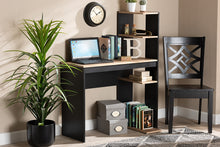 Load image into Gallery viewer, Baxton Studio Callahan Modern and Contemporary Two-Tone Dark Grey and Oak Finished Wood Desk with Shelves
