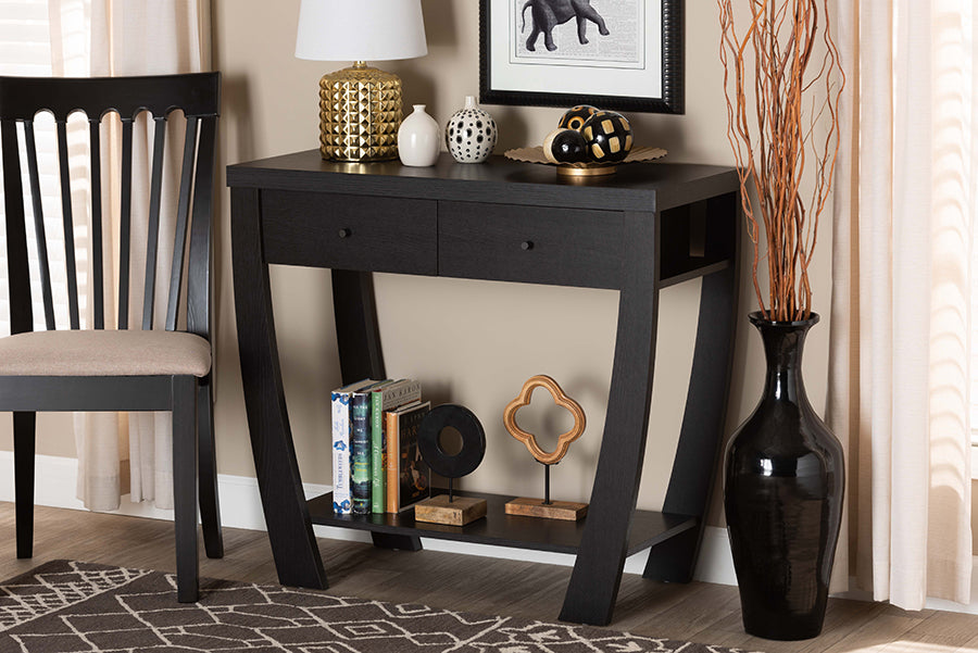 Baxton Studio Capote Modern and Contemporary Dark Brown Finished Wood 2-Drawer Console Table