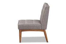 Load image into Gallery viewer, Baxton Studio Sanford Mid-Century Modern Grey Fabric Upholstered and Walnut Brown Finished Wood Dining Chair
