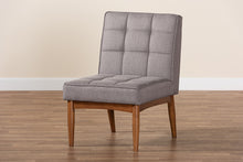 Load image into Gallery viewer, Baxton Studio Sanford Mid-Century Modern Grey Fabric Upholstered and Walnut Brown Finished Wood Dining Chair
