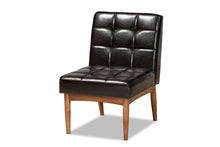 Load image into Gallery viewer, Baxton Studio Sanford Mid-Century Modern Dark Brown Faux Leather Upholstered and Walnut Brown Finished Wood Dining Chair
