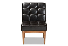 Load image into Gallery viewer, Baxton Studio Sanford Mid-Century Modern Dark Brown Faux Leather Upholstered and Walnut Brown Finished Wood Dining Chair
