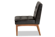 Load image into Gallery viewer, Baxton Studio Sanford Mid-Century Modern Dark Brown Faux Leather Upholstered and Walnut Brown Finished Wood Dining Chair
