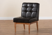Load image into Gallery viewer, Baxton Studio Sanford Mid-Century Modern Dark Brown Faux Leather Upholstered and Walnut Brown Finished Wood Dining Chair
